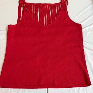 Capri size XL red knit sleeveless sweater V-neck with out cut out back